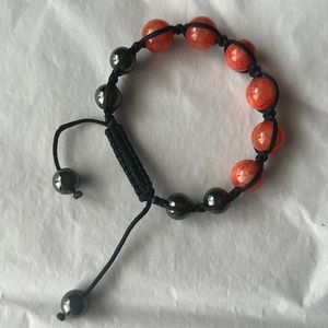 Balla bracelet Hematite and coral color gemstone NWOT